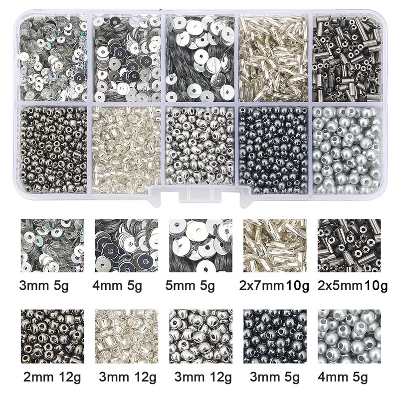 PERLES DE ROCAILLE EN VERRE ET PAILLETTES