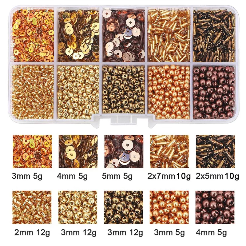 PERLES DE ROCAILLE EN VERRE ET PAILLETTES