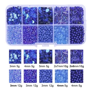 PERLES DE ROCAILLE EN VERRE ET PAILLETTES Bleu royal