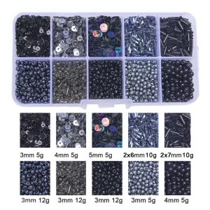 PERLES DE ROCAILLE EN VERRE ET PAILLETTES Noire