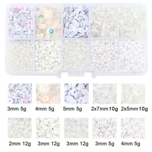 PERLES DE ROCAILLE EN VERRE ET PAILLETTES BLANC